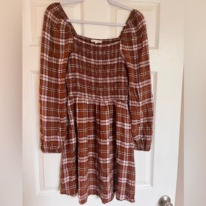 Copper Key Brown plaid/tartan/gingham dress.